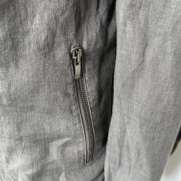 Armani Collezioni Linen Suede Jacket Size 4 Gray Full Zip Patchwork - Picture 12 of 15